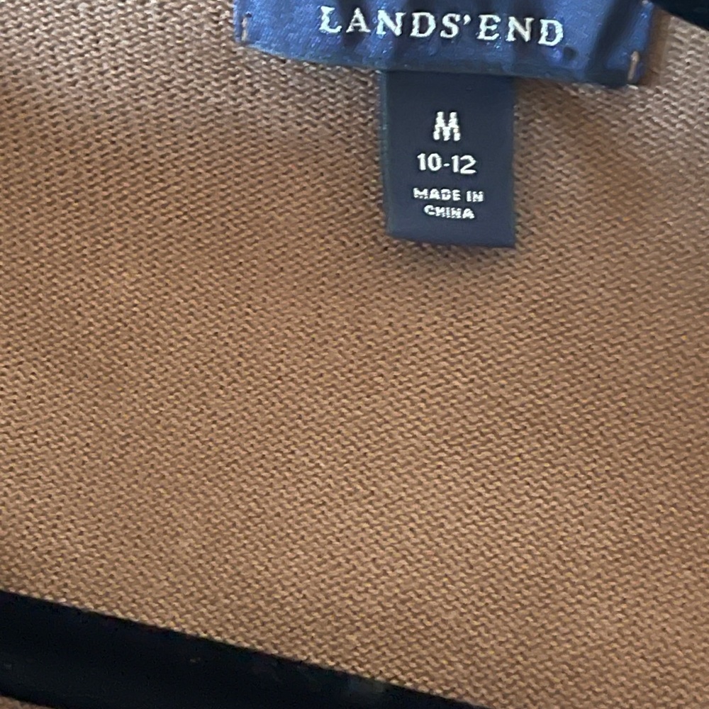 Lands’ End Argyle Cardigan Sweater Brown & Pink Preppy Grandpacore Office Medium - Picture 6 of 7